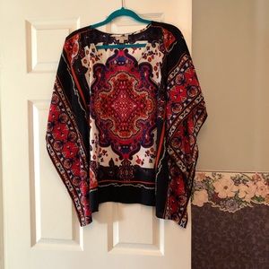 Vibrant red white blue top